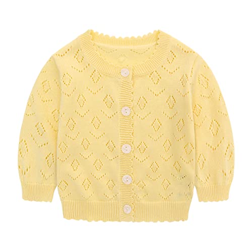 Famuka Baby Mädchen Strickjacke Cardigan Übergangsjacke Pullover Sommer Babykleidung (Gelb, 6M) von Famuka