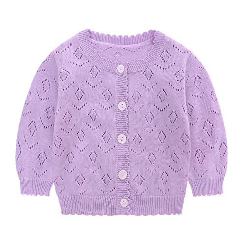 Famuka Baby Mädchen Strickjacke Cardigan Übergangsjacke Pullover Sommer Babykleidung (Violett,9M) von Famuka