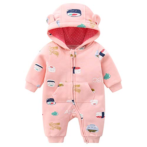 Famuka Baby Strampler Jungen Mädchen Herbst Winter Overall Spielanzug (Rosa, 18-24 Monate) von Famuka