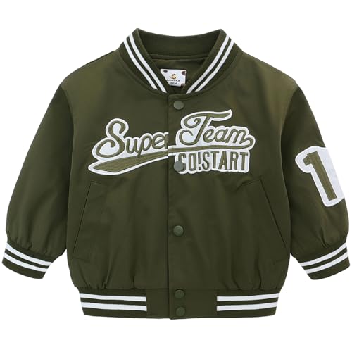 Famuka Jungen Jacke Kleinkinder Übergangsjacke Kinderjacke Kids Jacket Baseball (Grün, 3T) von Famuka