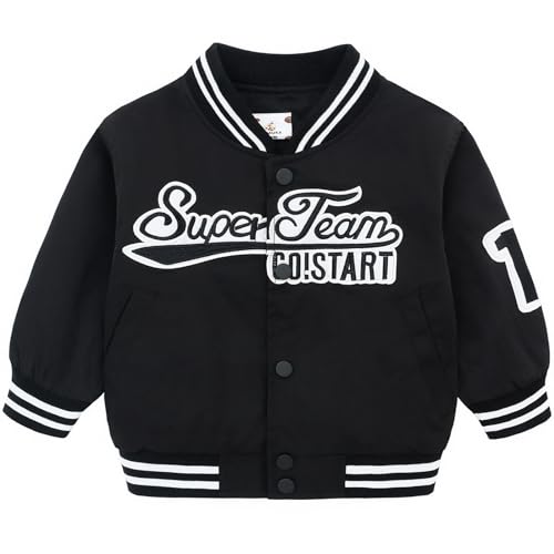 Famuka Jungen Jacke Kleinkinder Übergangsjacke Kinderjacke Kids Jacket Baseball (Schwarz, 24M) von Famuka