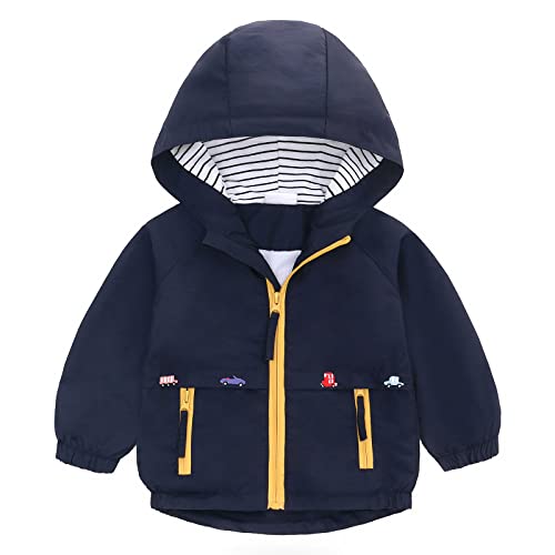 Famuka Kinder Jacke Baby Junge Übergangsjacke Kleinkinder Sommerjacke mit Kapuze (Marineblau, 3T) von Famuka