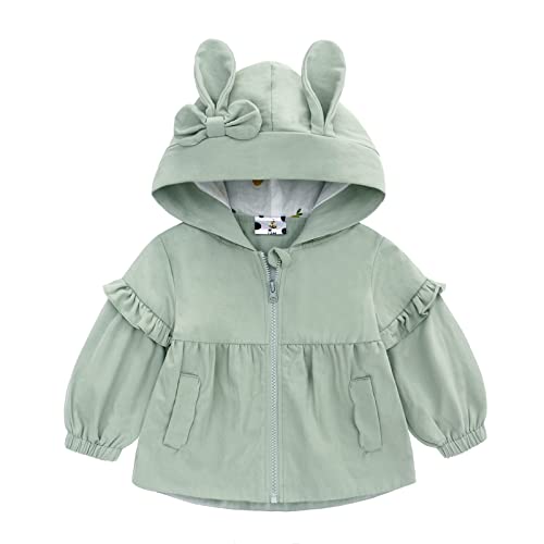 Famuka Kinder Jacke Baby Mädchen Übergangsjacke Kleinkinder Sommerjacke mit Kapuze (Grün, 12M) von Famuka