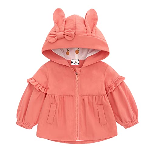 Famuka Kinder Jacke Baby Mädchen Übergangsjacke Kleinkinder Sommerjacke mit Kapuze (Orange, 12M) von Famuka