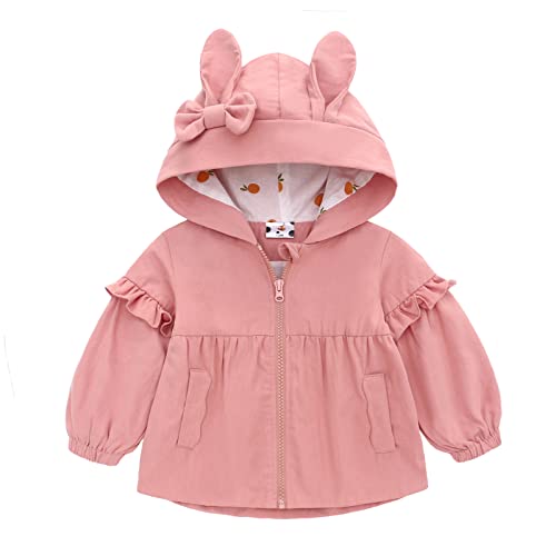 Famuka Kinder Jacke Baby Mädchen Übergangsjacke Kleinkinder Sommerjacke mit Kapuze (Rosa, 12M) von Famuka