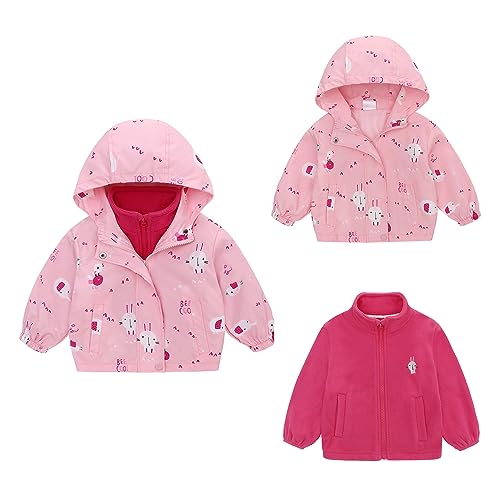 Famuka Kinder Jacke Jungen Mädchen Fleecejacke Übergangsjacke Funktionsjacke Wanderjacke (Rosa, 4T) von Famuka