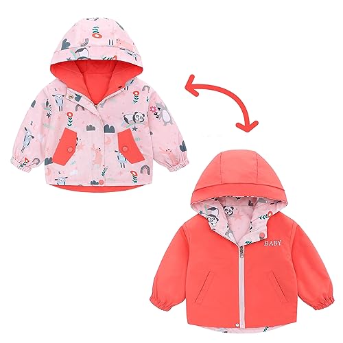 Famuka Wendejacke Baby Jungen Mädchen Jacke Kinder Übergangsjacke Windbreaker (Rosa, 12M) von Famuka