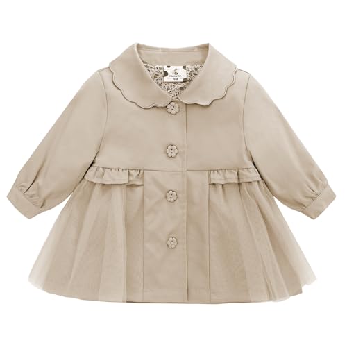 Famuka baby Mädchen Jacke Kleinkinder Jäckchen Übergangsjacke Trechcoat Cardigan Babykleidung (Khaki, 3T) von Famuka
