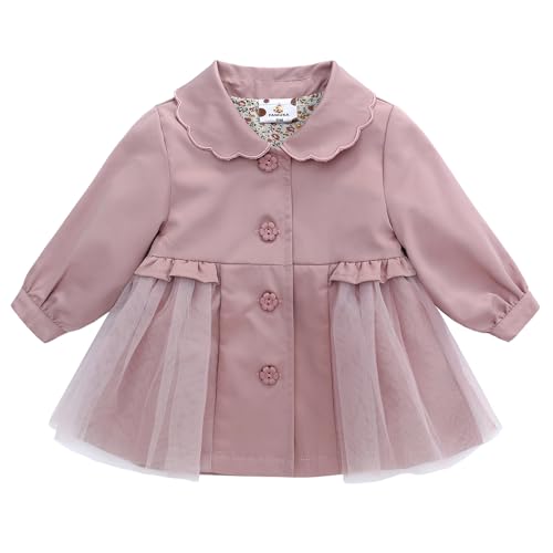 Famuka baby Mädchen Jacke Kleinkinder Jäckchen Übergangsjacke Trechcoat Cardigan Babykleidung (Rosa, 12M) von Famuka