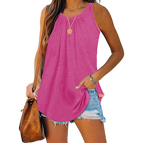 Famulily Beliebt äRmellose Tops Damen TräGertop Lang Fruen äRmelloses Shirt Hot Pink M von Famulily