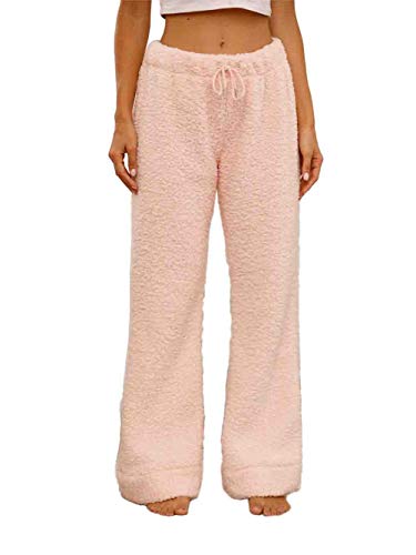 Famulily Bequem Weich Flauschige Hose Winter Lang Freizeithose Dicker Winterhose Warme Hose Damen Winter Tik Tok Pyjama Rosa XL von Famulily