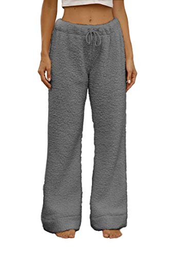 Famulily Bequem Winter Thermohose Dick Drinnen Sherpa-Innenfutter Pyjamahose GemüTliche Fleecehose mit Kordelzug Dunkelgrau L von Famulily