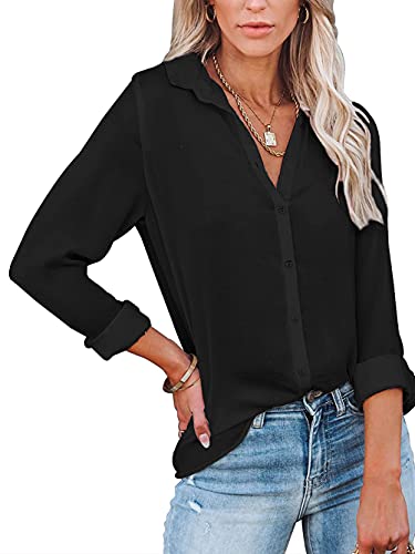 Famulily Blusen Damen Sommer Business Klassische Schwarze Bluse FüR Rock Schwarze L von Famulily