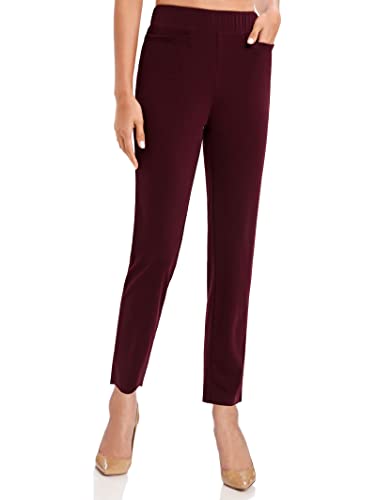 Famulily Damen Business Langhosen Elegante Stretch Casual Anzughose Keine Knöpfe Hoher Bund Freizeithose Skinny mit Taschen,Burgund,XXL von Famulily