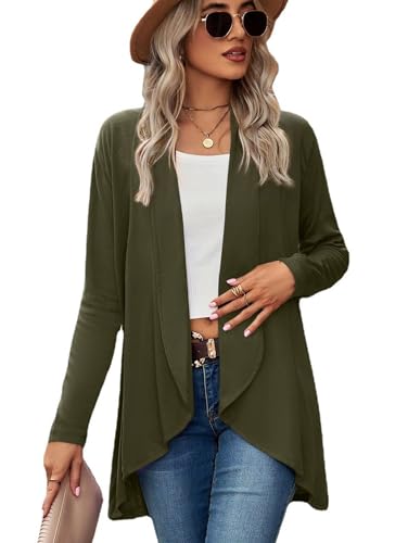 Famulily Damen Cardigans Leichte Loungewear Cardigans Offene Front Pullover Cardigan Outwear Mantel Armee Grün M von Famulily