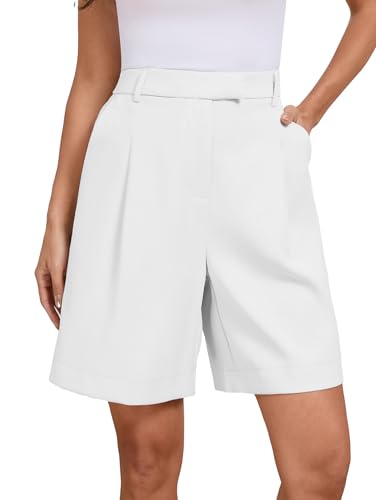 Famulily Damen Plus Größe über dem Knie weites Bein Shorts Casual Palazzo Hosen Arbeitsshorts Bermuda Shorts Weiß XXL von Famulily