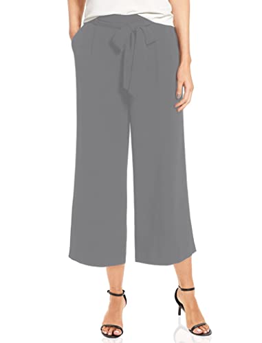 Famulily Damen-Sommer-Hose, Casual, Büro, Arbeit, Business, leicht, weite Beine, Hose mit Taschen, dunkelgrau, XXL von Famulily