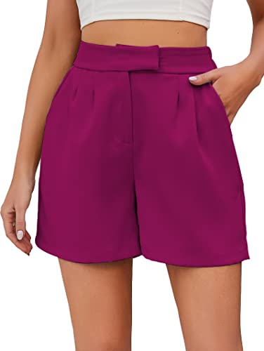 Famulily Damen Sommer Nette Shorts Casual Seitentaschen Hohe Taille Shorts mit Reißverschluss Hot Pink XXL von Famulily