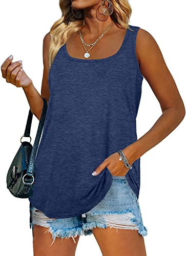 Famulily Damen Sommer T Shirt Ärmellose Oberteile Bluse lose Shirt Tank Top Weste Tops,Marine,S von Famulily