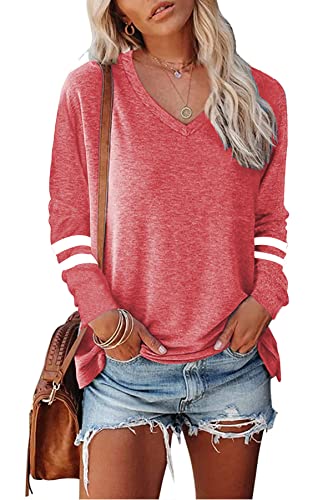 Famulily Damen Sweatshirt Baumwolle Oversized Long Tops für Damen Lang GroßE GrößEn Rose S von Famulily