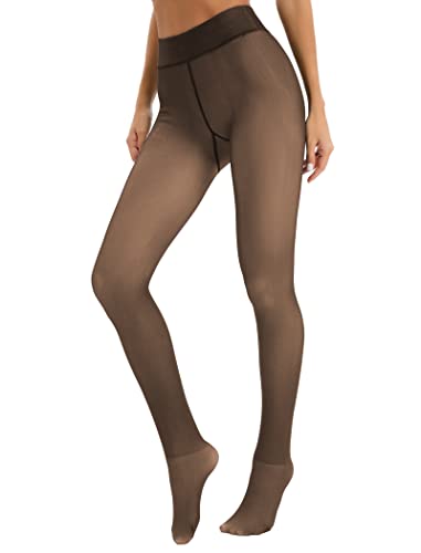 Famulily Damen-Thermostrumpfhosen, die aussehen wie durchsichtige dicke Samtleggings Winterwarme Strumpfhosen Kaffee 300g von Famulily