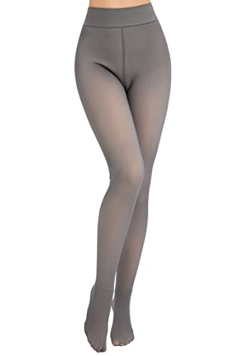 Famulily Damen-Thermostrumpfhosen, die durchsichtig aussehen Dicke Samtleggings Winter Warm Strumpfhosen Grau 220g von Famulily