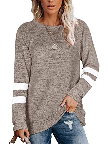 Famulily Damen Top Langarm Warm Sweatshirt Stretch Longshirt für Leggings Khaki L von Famulily