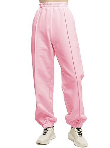 Famulily Damen Winter Dick Warm Gefüttert Sweatpants Elastische Taille Fleece Hosen mit Taschen Rosa L von Famulily