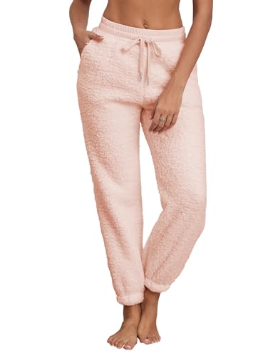 Famulily Dick Teddy Hose Damen PlüSch Joggpants Elegant Winter 2024 Neu Warme Jogginghose Rosa L von Famulily