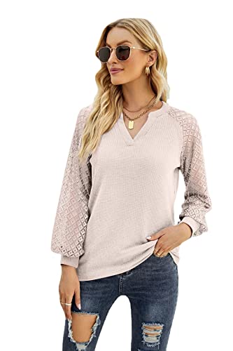 Famulily Einfarbige Damen-Pullover, warm, gemütlich, Tunika, Oberteil für Herbst, beige, XXL von Famulily