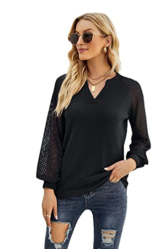 Famulily Einfarbige Damen-Pullover, warm, gemütlich, Tunika, Tops für Herbst, Schwarz , X-Large von Famulily