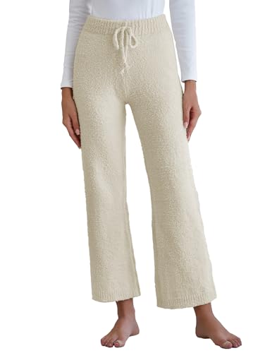 Famulily Flauschig Pyjama Hosen Damen Lang Freizeithose Winter Weich Fleecehose Warm PlüSch Yogahose Beige Xl von Famulily