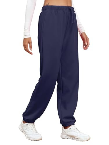 Famulily Frauen Athletic Running Sweatpants, Baggy Elastic Taille Plain Trainingsanzug Bottoms für Casual Gym Jogging (XL, Navy) von Famulily