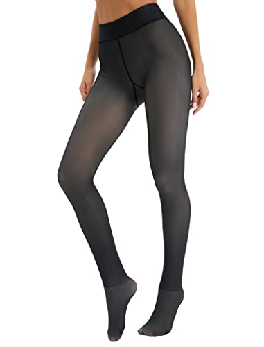 Famulily Frauen gefälschte durchscheinende warme dicke Strumpfhosen Bauchkontrolle Leggings dünne dehnbare Strumpfhosen Winter Schwarz 300g von Famulily