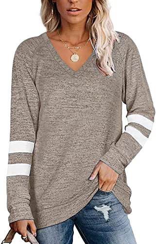 Famulily Gestreifter Pullover für Damen UK Baggy Langarm Pullover Sweater Tops S-XXL, khaki, 46 von Famulily