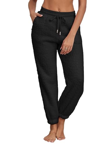 Famulily Lange Warme Hose Mit Teddyfutter Damen Outdoor Joggpants Warme Thermohose Winter GefüTtert Fleece Schwarz XL von Famulily