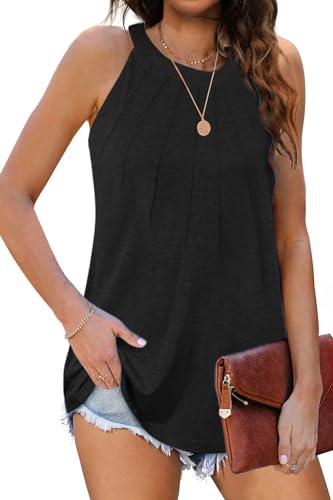 Famulily Neckholder Top Damen Weit äRmellose Shirt Top A Linie Damen äRmellos Schwarz M von Famulily