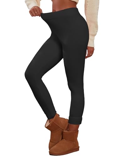 Famulily Sportleggins Damen Lang Schwarz Winter Skinny Ribbed Knitted Sweatpants for Hiking Running M/L von Famulily