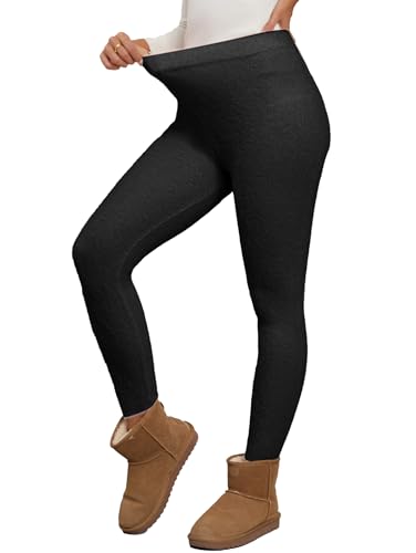 Famulily Thermoleggings Damen Winter gefüttert Bauchkontrolle Lange Hosen Weiche Thermische Warme Leggings Schwarz M von Famulily