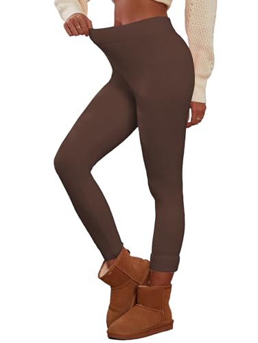 Famulily Winter-Lauf-Leggings Frauen extra Dicke warme Gymnastikhosen Plus Size Lady flauschig gefütterte Leggings Kaffee XS/S von Famulily