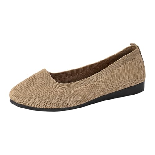Damen Schuhe Sommer, Dirndl Schuhe Damen Sommer Flache Tanzschuhe Ballerinas zum Kleid Weiche Ballettschuhe Bequem Sportliche Trachtenschuhe Elegant Halbschuhe Mädchen, Khaki, 40 von Famzuneu