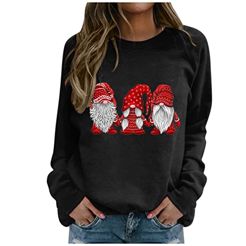 Famzuneu Weihnachtspullover Damen Wichtel Lustig Weihnachten Pullover Rundhals Schön Weihnachts Sweatshirt Ugly Winter Langarmshirt Große Größen Weihnachtspulli von Famzuneu