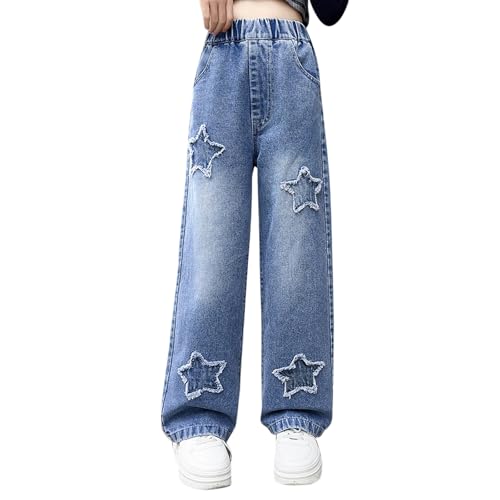 Famzuneu Baggy Jeans Teenager mädchen, Baggy Jeans Mädchen Cargo Jeanshosen Outdoorhose Boyfriend Vintage Breite Pants Freizeithose mit Gummizug Mode Jean Hosen Klamotten Y2k Denim Streetwear von Famzuneu