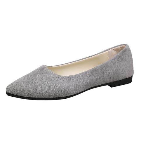 Famzuneu Ballerina Sneaker Damen, Spitze Ballerinas Damen Wildleder Ballettschuhe Dirndl Schuhe Sportliche Sommer Sommerschuhe zum Kleid Weiche Flache Gymnastikschuhe Bequem Damenschuhe, Grey, 42 von Famzuneu