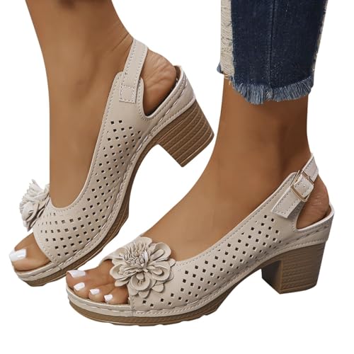Famzuneu Sandalen Damen mit Absatz Elegant Sommerschuhe mit Blumen Breite Füße Sandaletten Bequem Offene Zeh Schuhe Damensandalen Festliche Damenschuhe Sommer Hausschuhe, Beige, 40 Famzuneu Sandalen Damen mit Absatz Elegant Sommerschuhe mit Blumen Breite Füße Sandaletten Bequem Offene Zeh Schuhe Damensandalen Festliche Damenschuhe Sommer Hausschuhe, Beige, 40 von Famzuneu