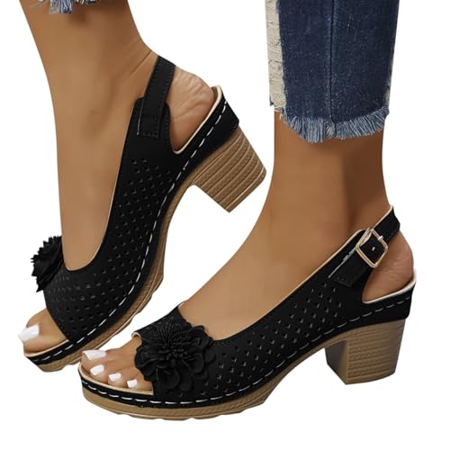 Famzuneu Sandalen Damen mit Absatz Elegant Sommerschuhe mit Blumen Breite Füße Sandaletten Bequem Offene Zeh Schuhe Damensandalen Festliche Damenschuhe Sommer Hausschuhe, Schwarz, 36 Famzuneu Sandalen Damen mit Absatz Elegant Sommerschuhe mit Blumen Breite Füße Sandaletten Bequem Offene Zeh Schuhe Damensandalen Festliche Damenschuhe Sommer Hausschuhe, Schwarz, 36 von Famzuneu
