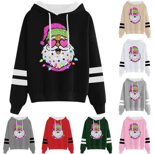 Famzuneu Weihnachts Hoodie Damen, Pullover Weihnachten Hoodie Damen Weihnachtspullover 3D Druck Lustig Kapuzenpullover Weihnachts Sweatshirt Langarmshirt Pullover Herbst Winter Festlich Oberteile von Famzuneu