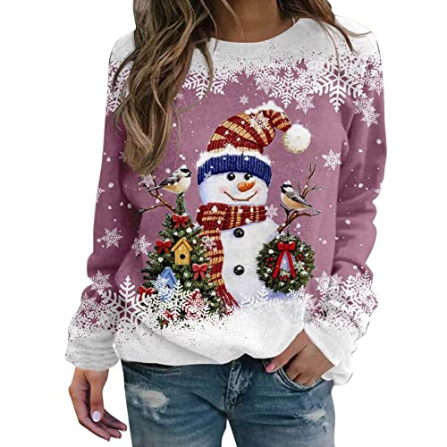 Famzuneu Weihnachtspullover Damen lustig led, Weihnachtspullover Damen Wichtel Lustig Weihnachten Pullover Rundhals Schön Weihnachts Sweatshirt Ugly Winter Langarmshirt Große Größen Weihnachtspulli von Famzuneu