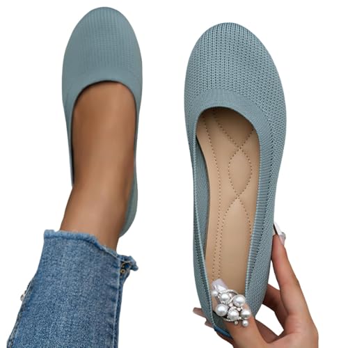 Famzuneu ballerinas damen blau 38, Ballerina Schuhe Damen Elegant Mittelalter Weiche Sommerschuhe Ballerinas Sommer Leichte Tanzschuhe Ballettschuhe Weite H Trachtenschuhe Flache Damenschuhe Mädchen, von Famzuneu