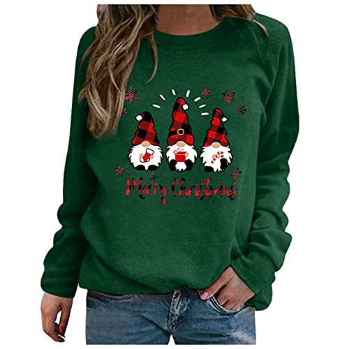 Famzuneu Weihnachtspullover Damen Wichtel Lustig Weihnachten Pullover Rundhals Schön Weihnachts Sweatshirt Ugly Winter Langarmshirt Große Größen Weihnachtspulli von Famzuneu